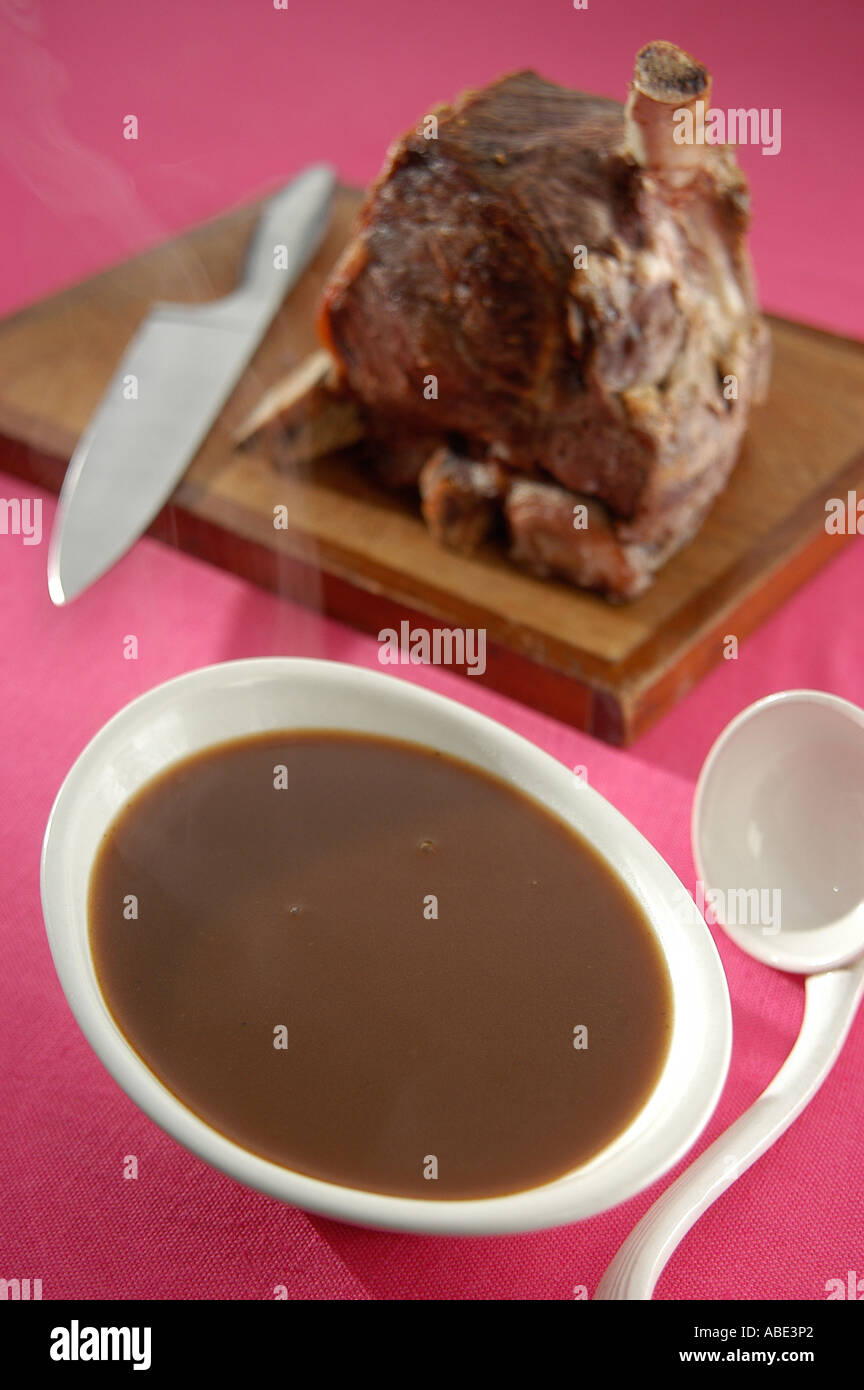 beef joint and gravy Stock Photo Alamy