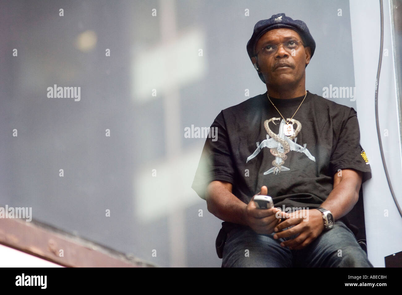 Samuel L. Jackson in Times Square, New York City, August 15, 2006.  Candid photo. Stock Photo