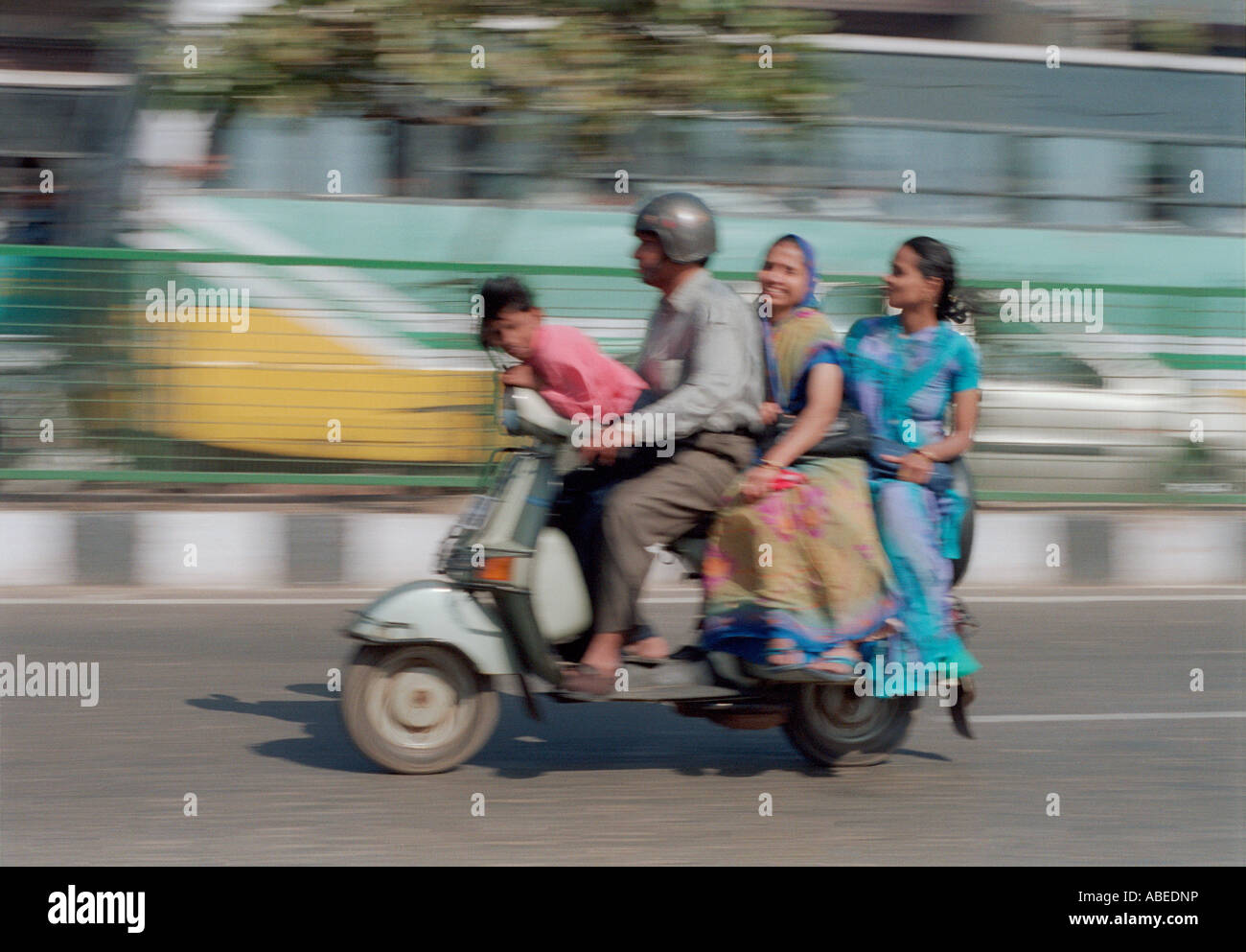 Indian family on a scooter Stock Photo