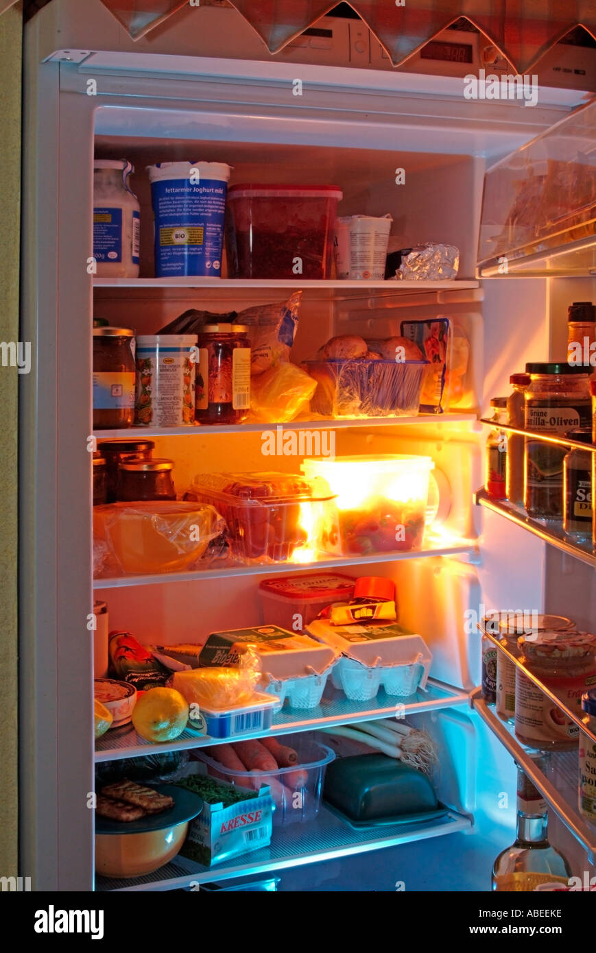 full filled refrigerator fridge Stock Photo Alamy