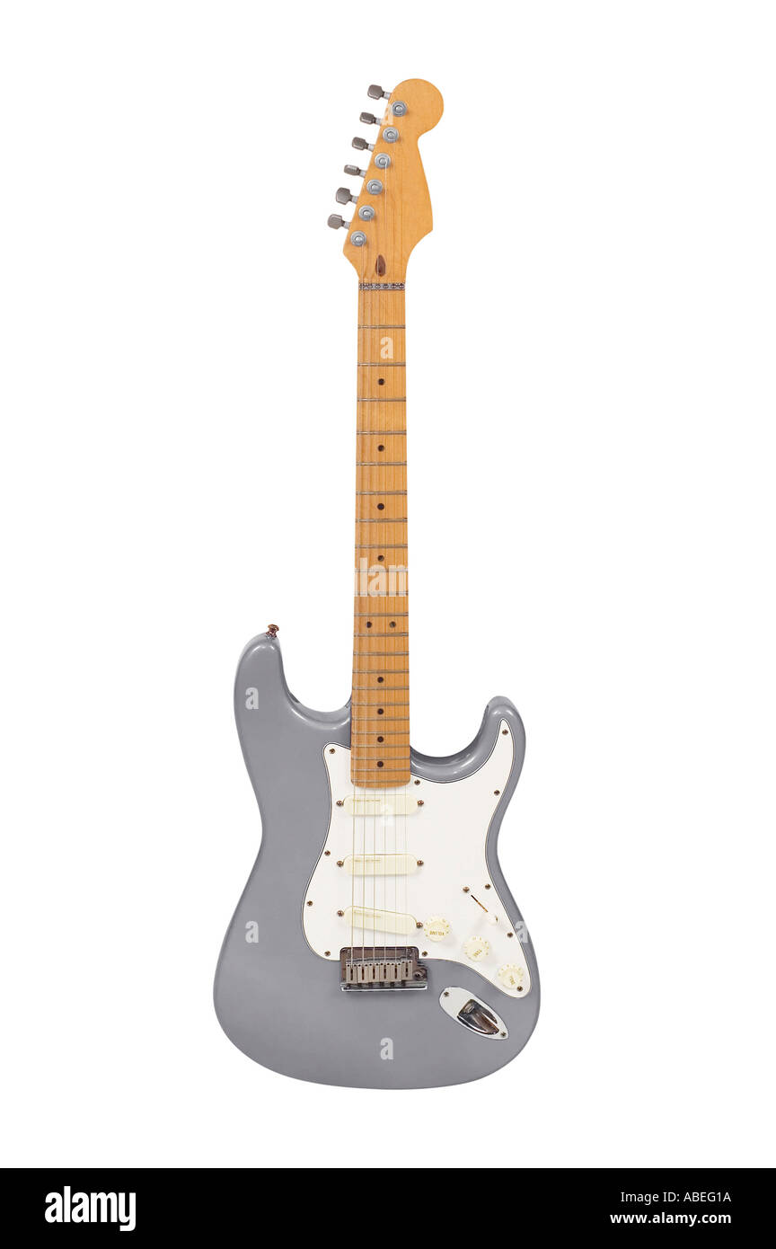 ELECTRIC GUITAR GREY FENDER STRATOCASTER FENDER GUITAR ON WHITE BACKGROUND  Stock Photo - Alamy