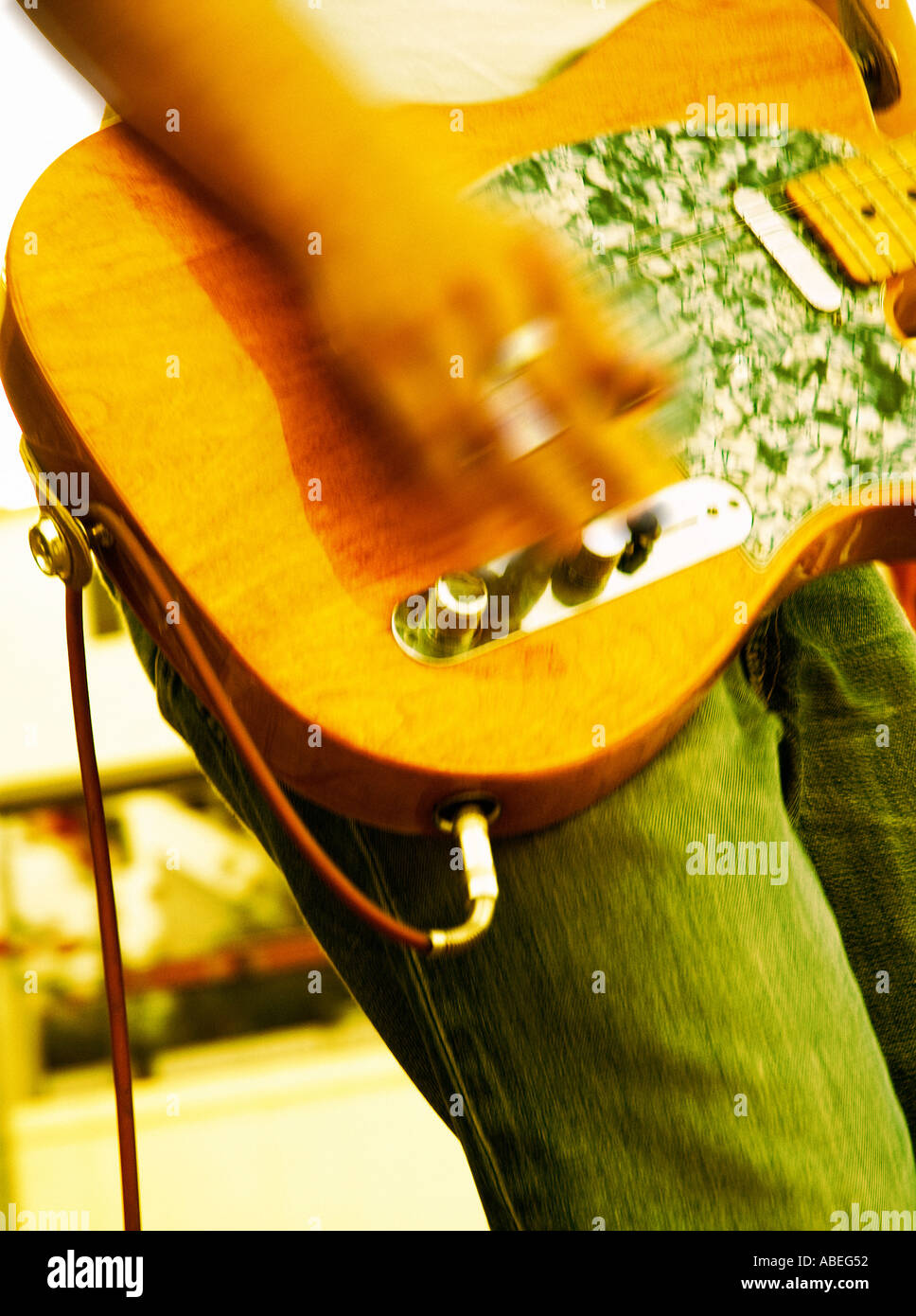 ELECTRIC GUITAR  PLAYING MUSIC IN CONCERT Stock Photo