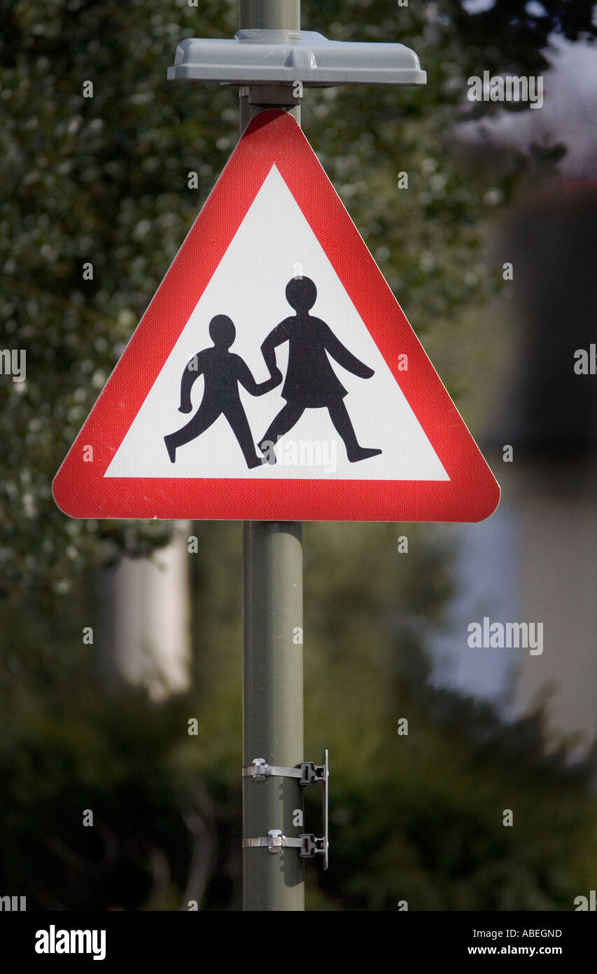 Children Crossing Sign UK Stock Photo