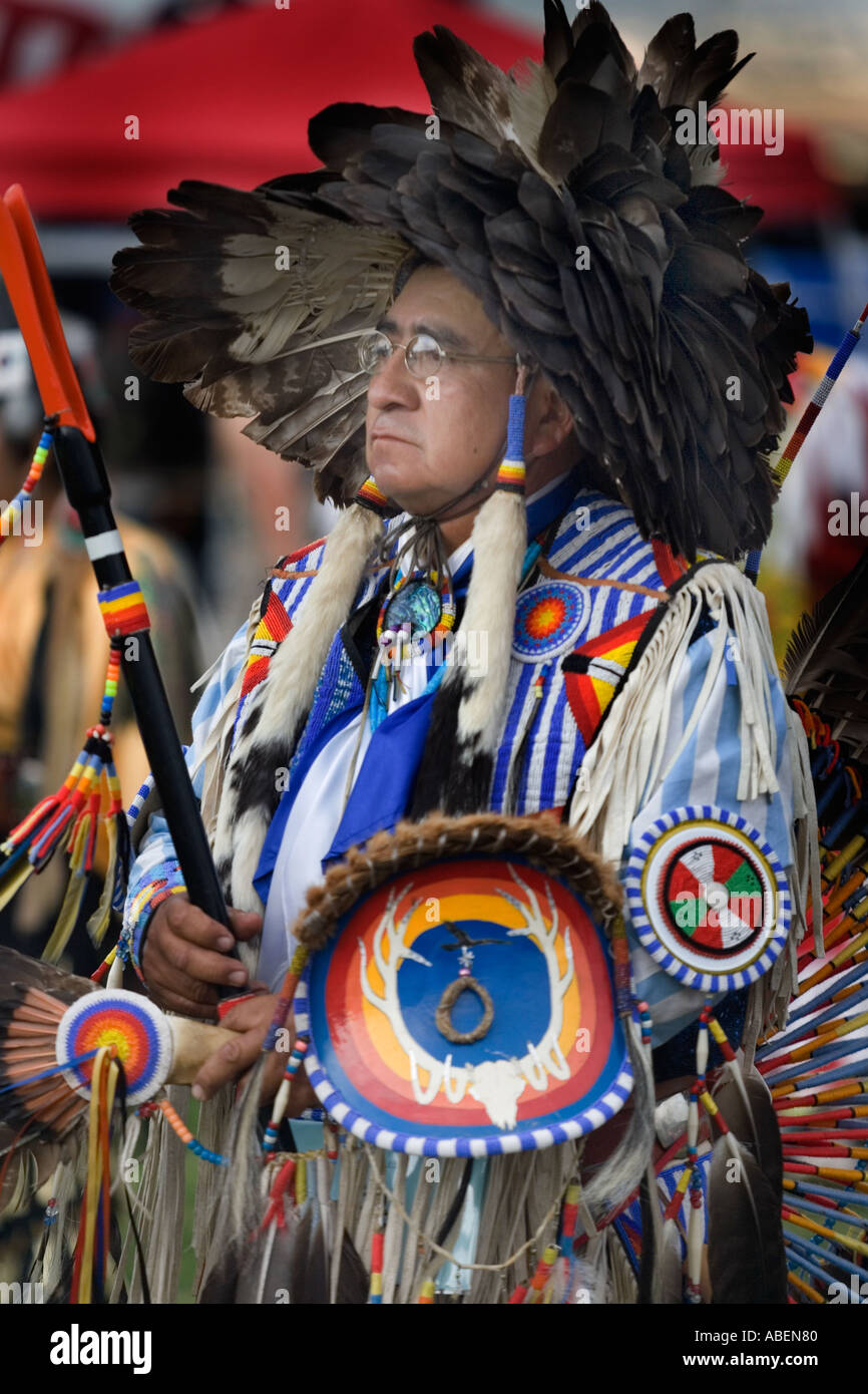 Native Americans in full regalia during a powwow in northern Utah Stock ...