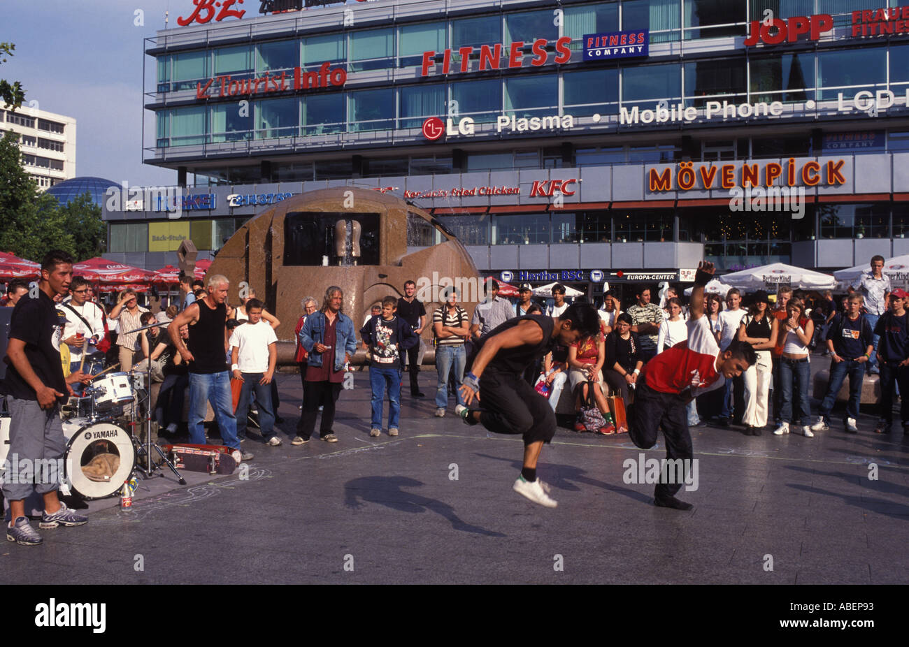 Street entertainer at the place Breitscheidplatz near Kurfuerstendamm Berlin Germany Stock Photo