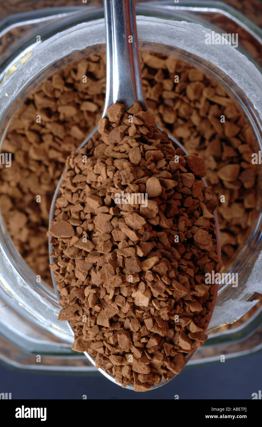 Coffee, instant coffee, spoonful of coffee granules Stock Photo Alamy