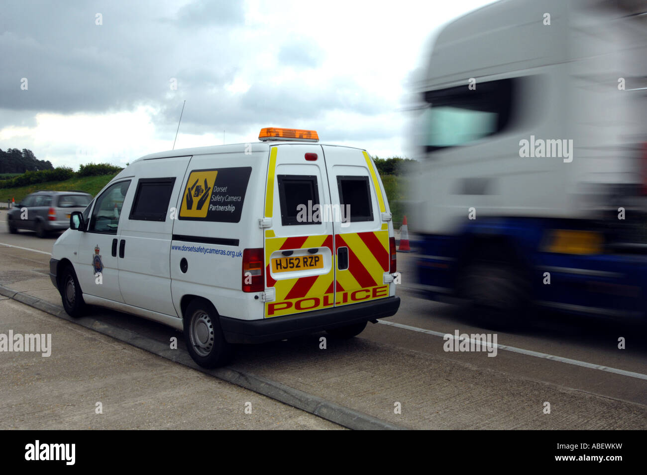 Mobile speed camera van, Britain, UK Stock Photo