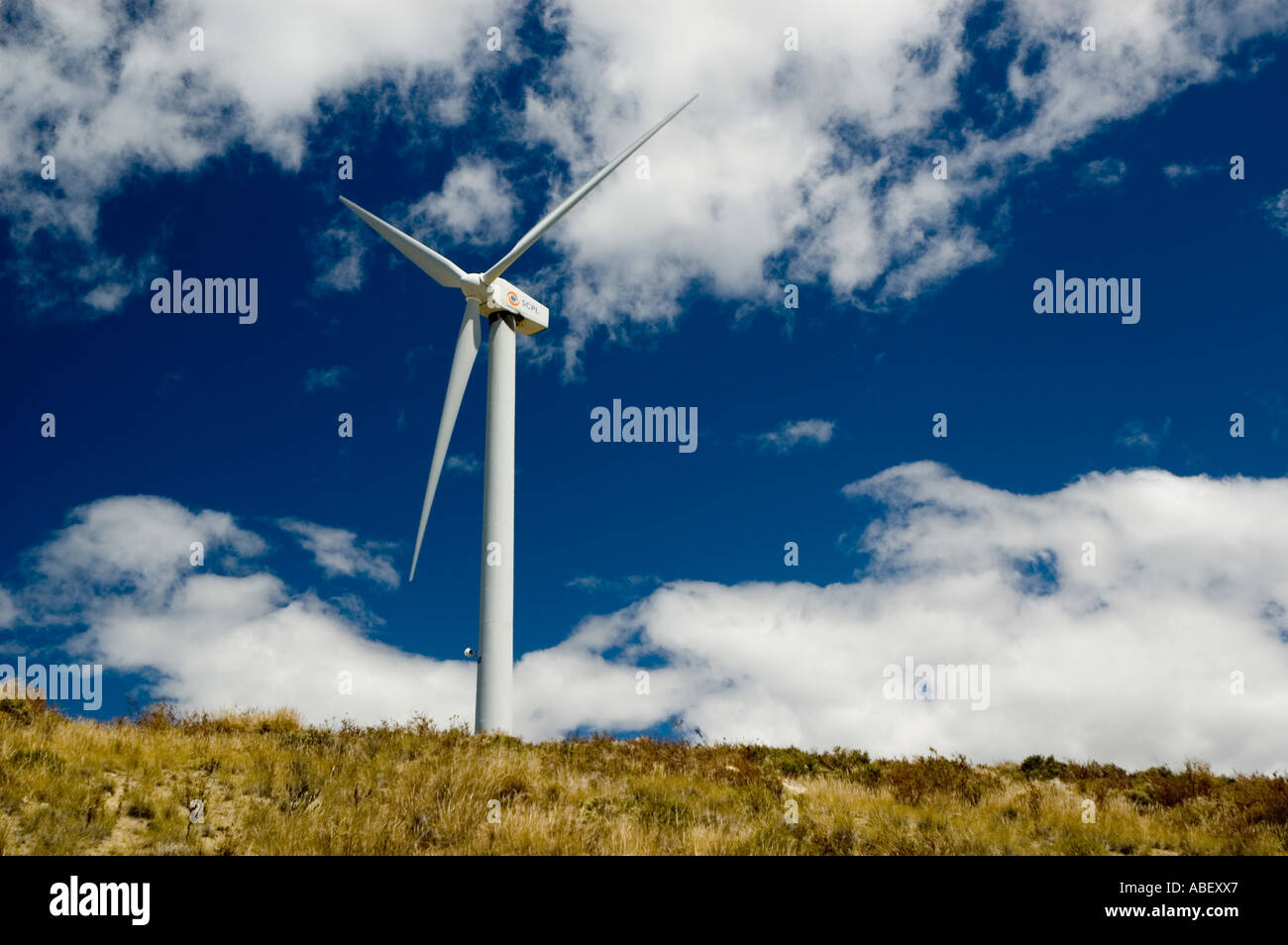 Wind Power Generation near Comodoro Rivadavia, Chubut, Patagonia, Argentina Stock Photo