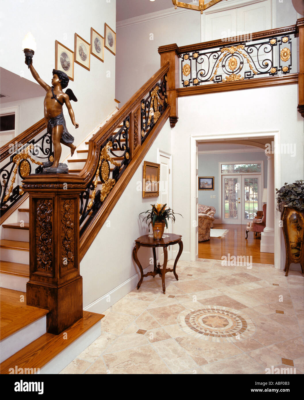 Titanic replica staircase in home Stock Photo