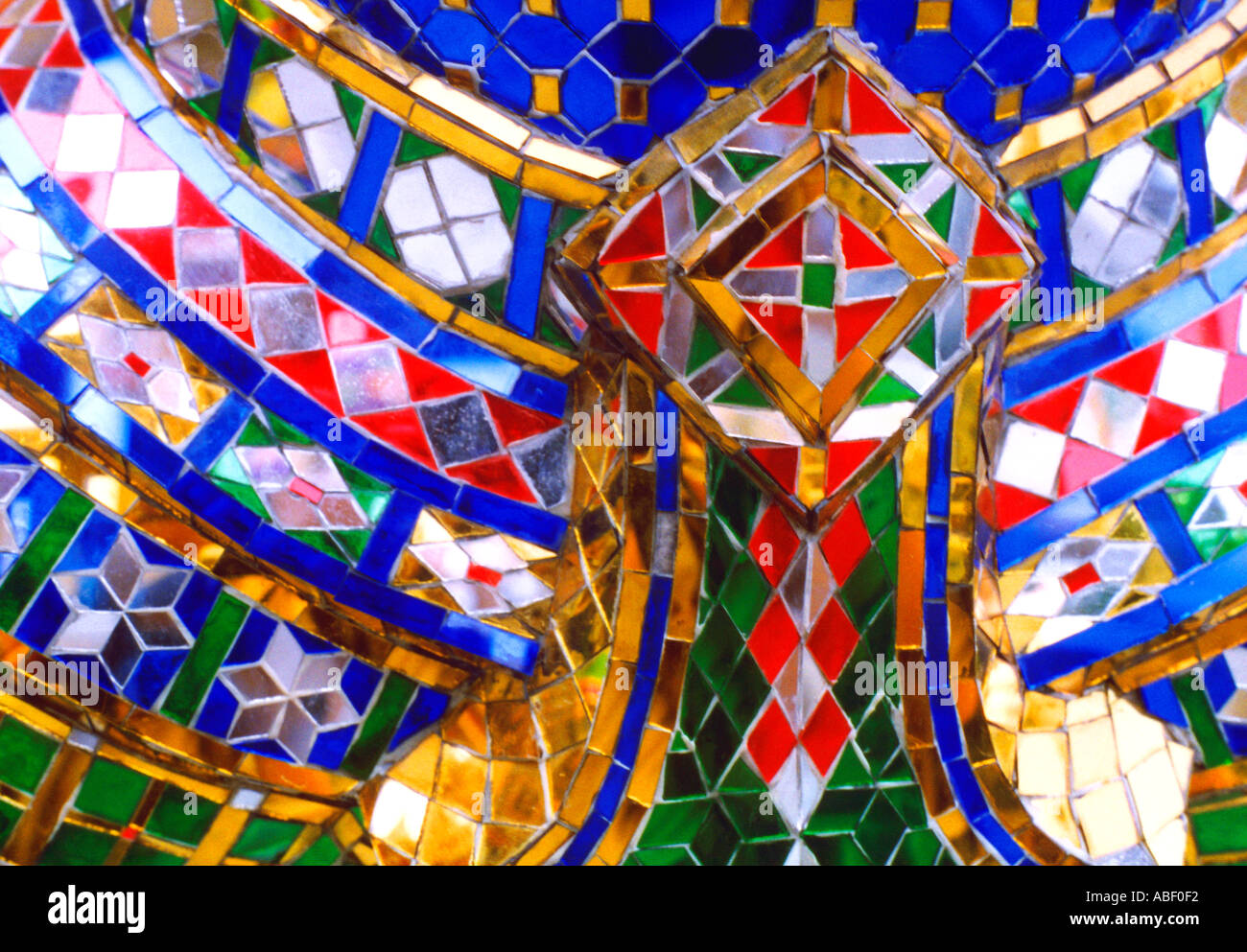 Mirror details from statue in the Royal Palace Bangkok Thailand Stock Photo