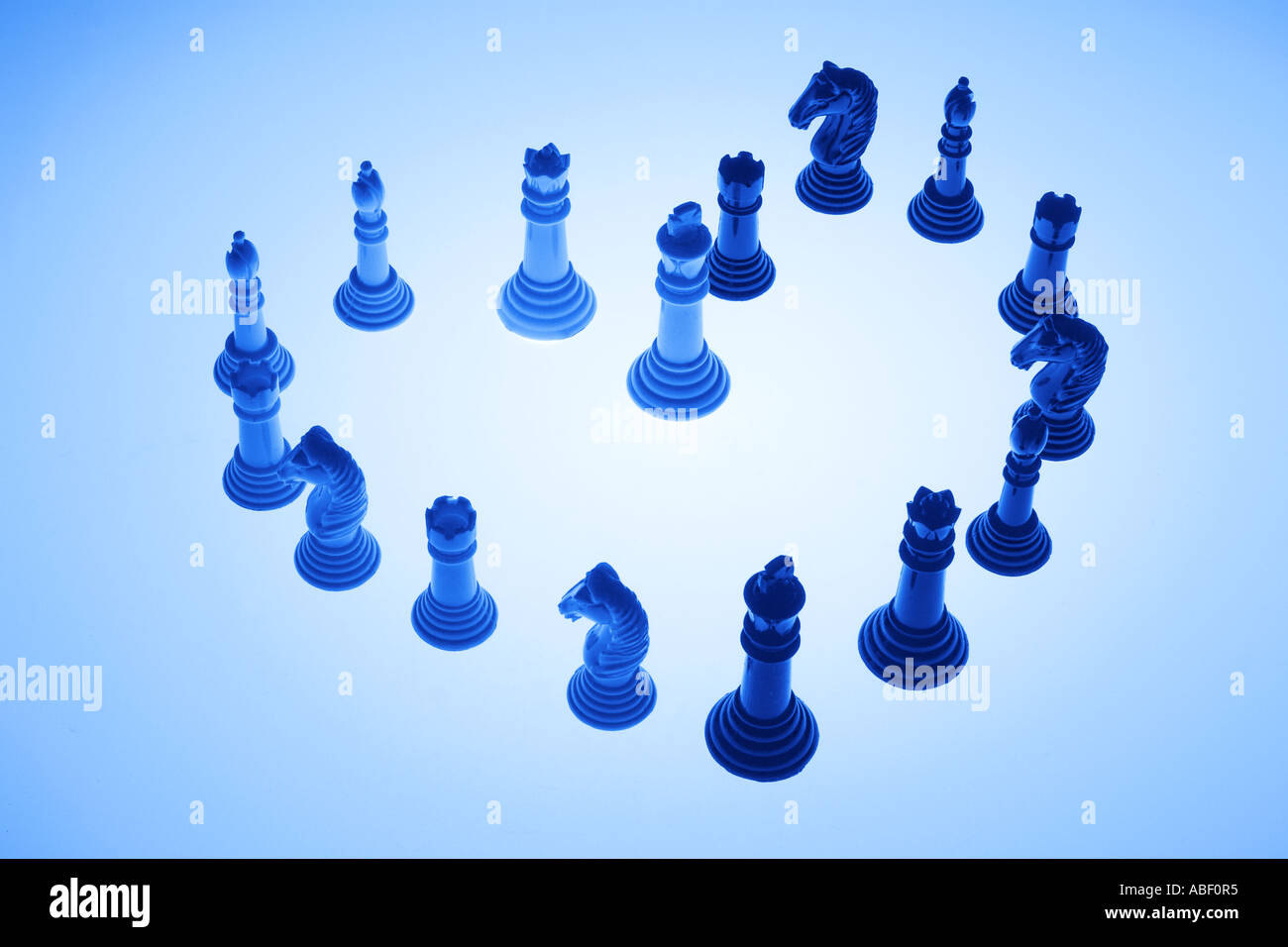 Chess Pieces Arranged in Shape of Heart Stock Photo