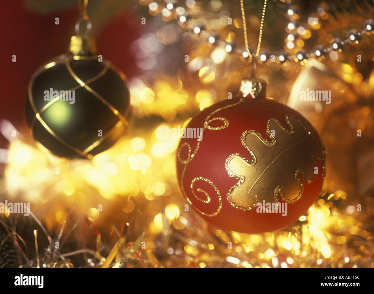 Decorated christmas baubles glitter hi-res stock photography and images ...