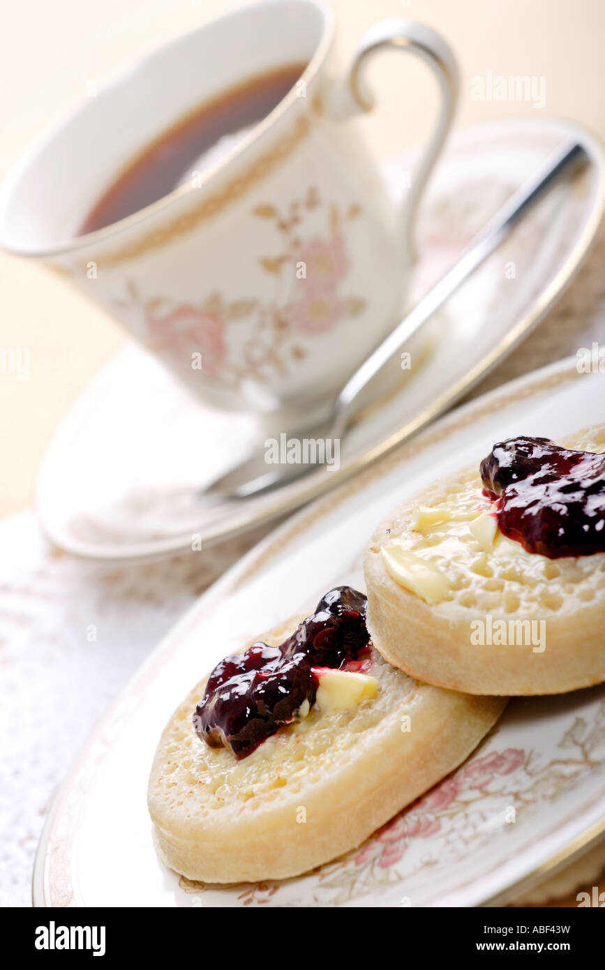 Tea And Crumpets For One Stock Photo Alamy