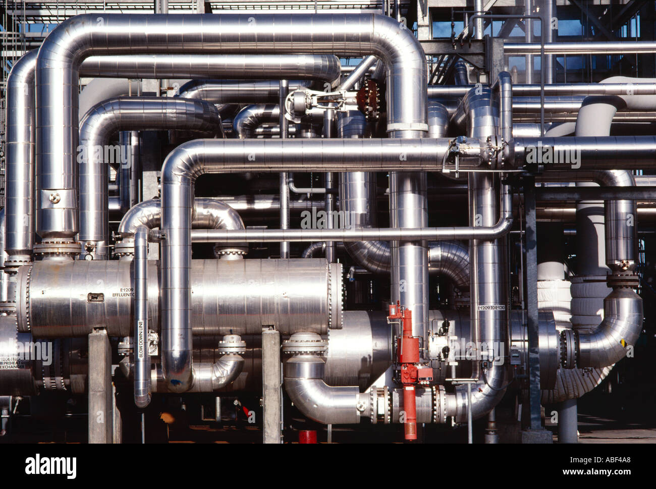 Oil Refinery pattern of pipes Stock Photo