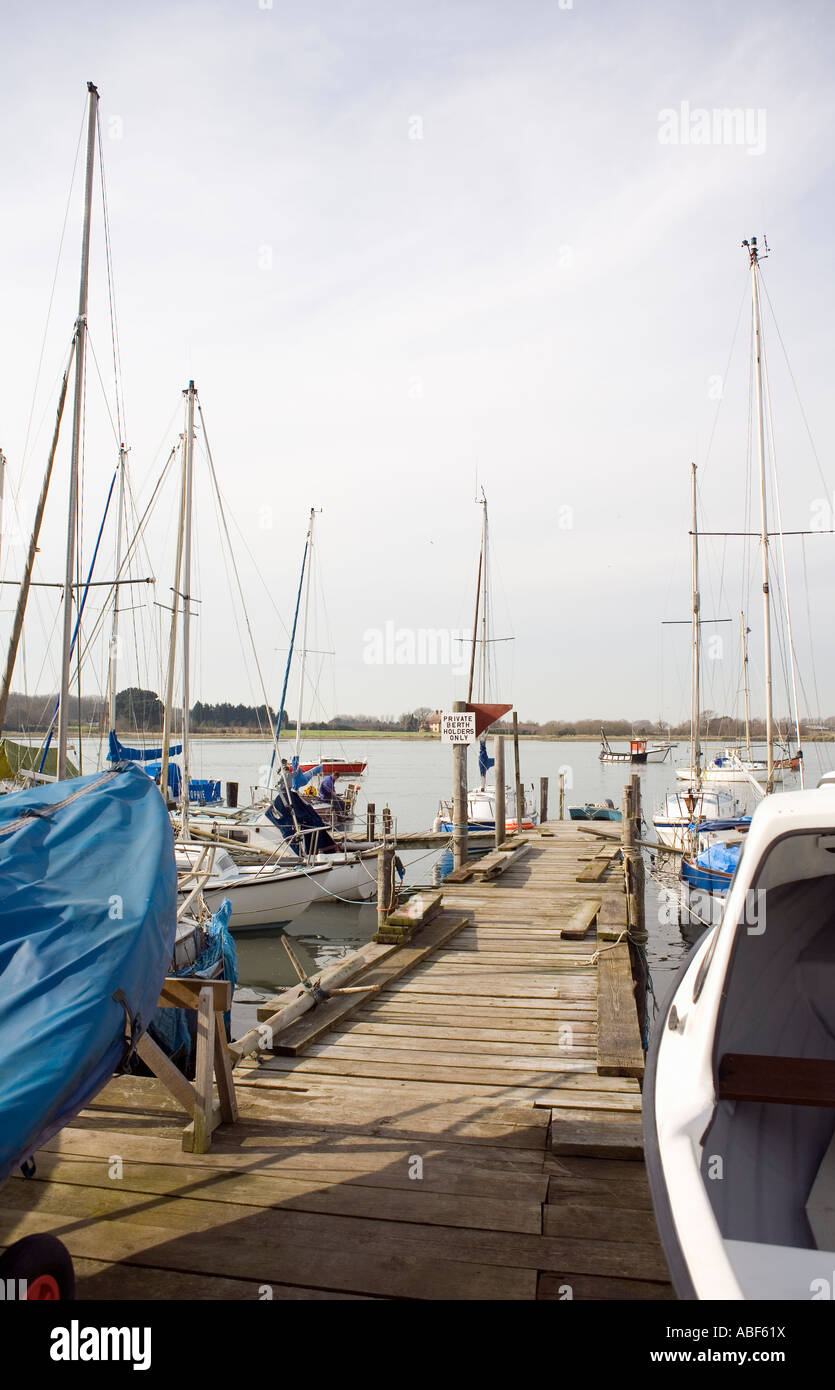 Boats at Dell Quay, Chichester Harbour, Sussex, England Stock Photo
