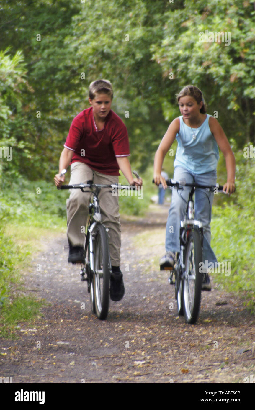 girl and boy cycle