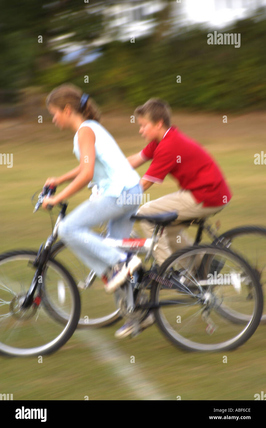 3231 Model released Boy Girl cycle Stock Photo Alamy