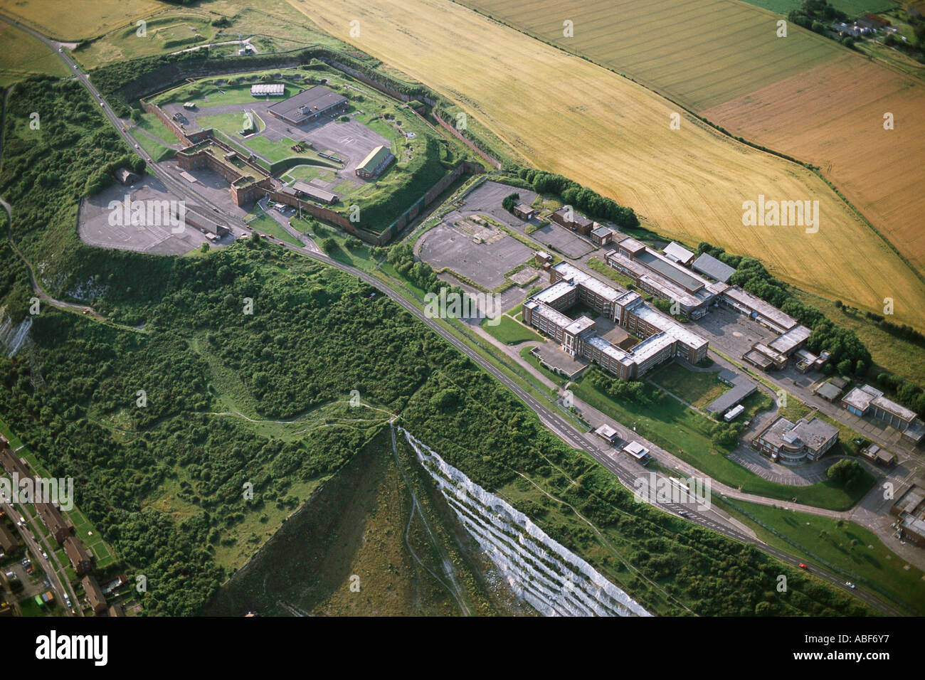 Aerial of Fort Southwick former COMMCEN HQ and wartime UGHQ near ...