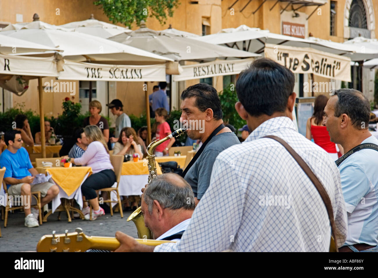 Traditional performers entertain locals Piazza Navona Rome Italy Stock ...