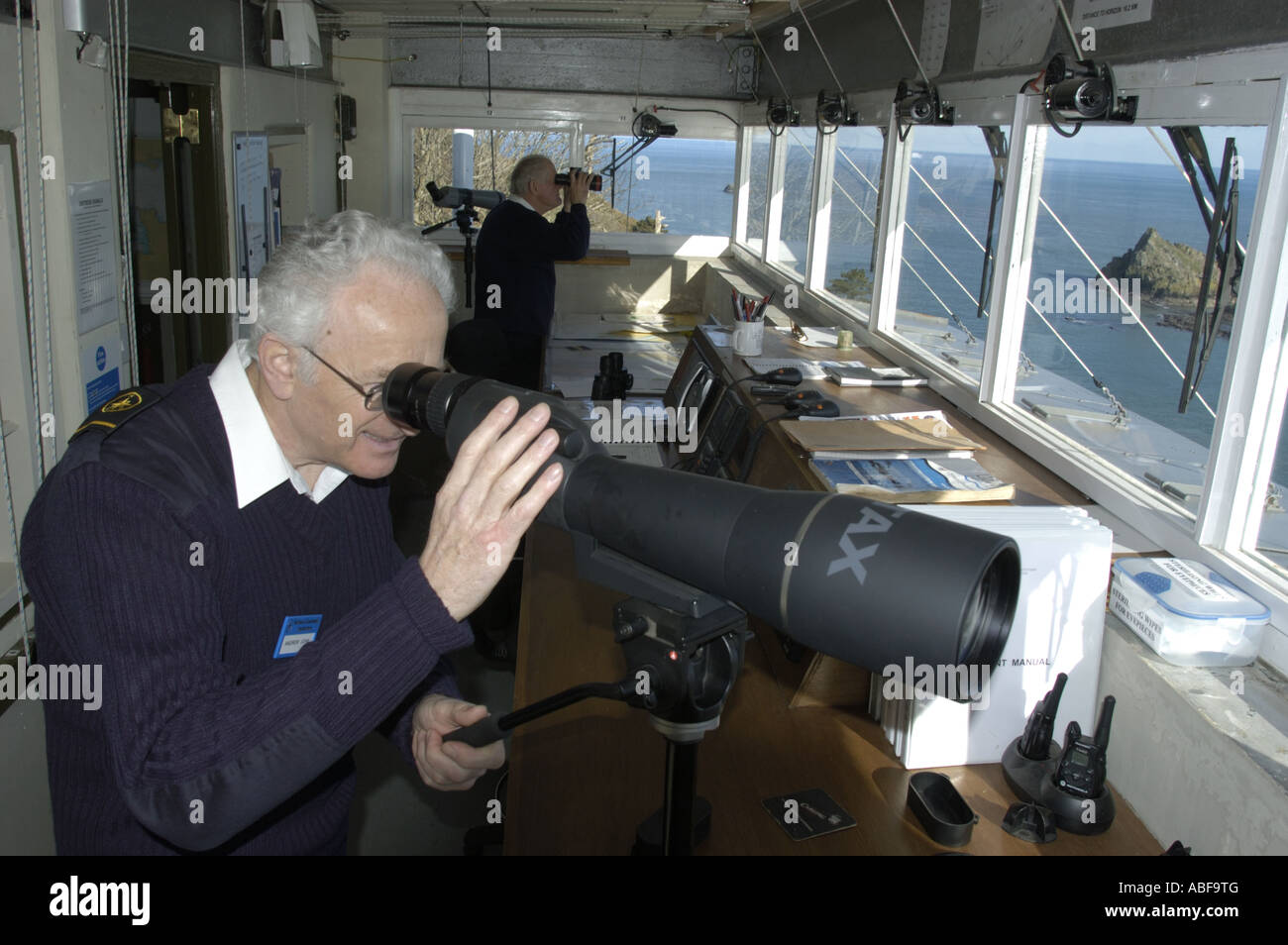 Members of National Coastwatch on duty at Froward Point Station between ...