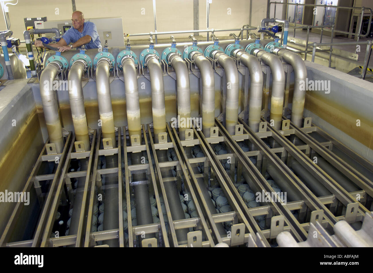 An engineer at work in the cryptosporidium treatment plant at