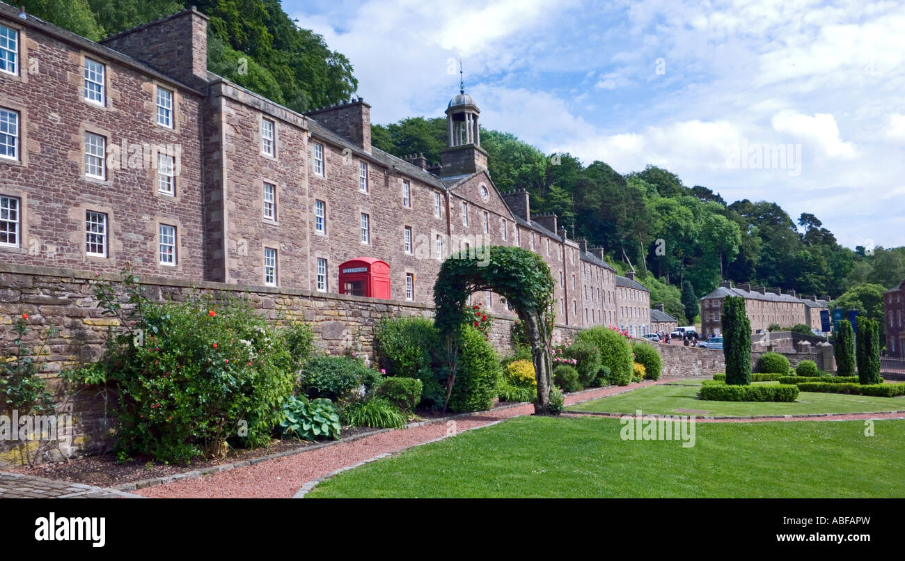 View towards millworkers houses from Robert Owen's house at New Lanark Lanarkshire Scotland