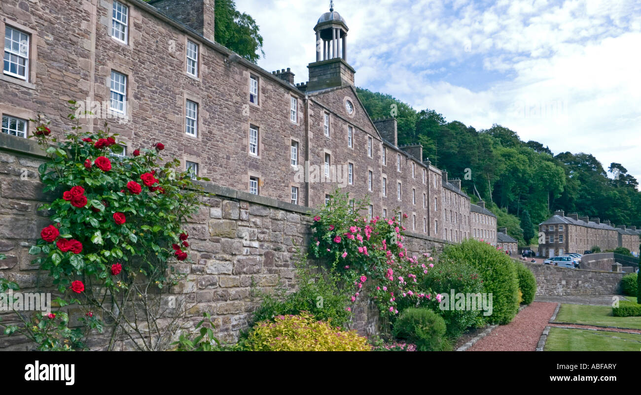 View towards millworkers houses from Robert Owen's house at New Lanark