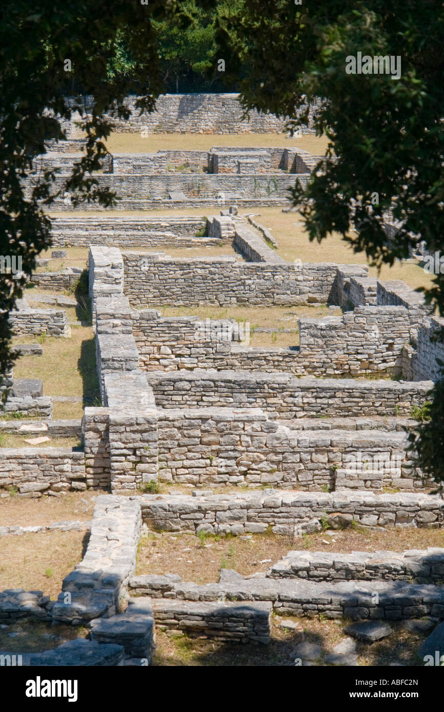 Dobrika bay ruins of byzantine castle on Brioni islands, Veliki Brijun, Croatia Stock Photo