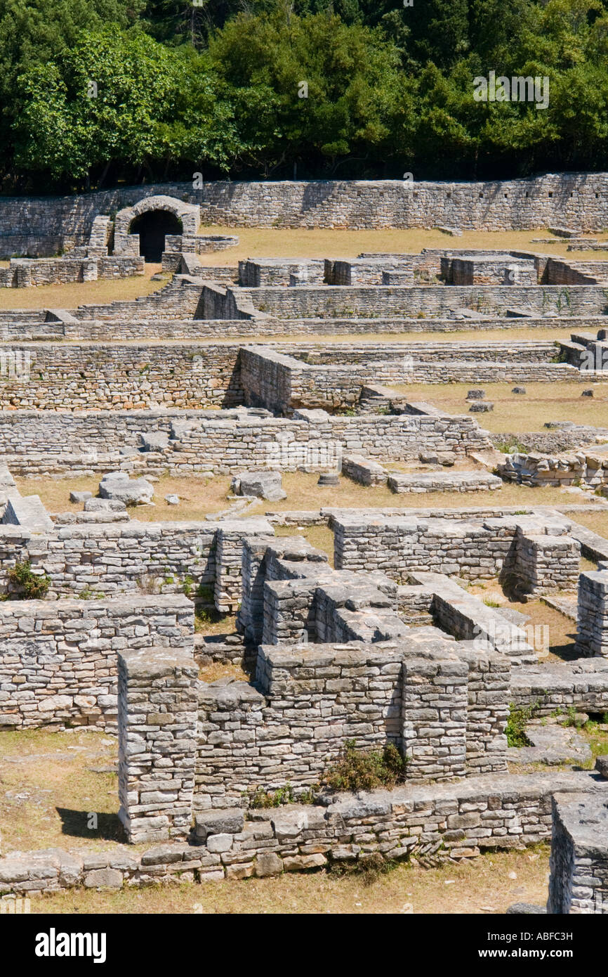 Dobrika bay ruins of byzantine castle on Brioni islands, Veliki Brijun, Croatia Stock Photo