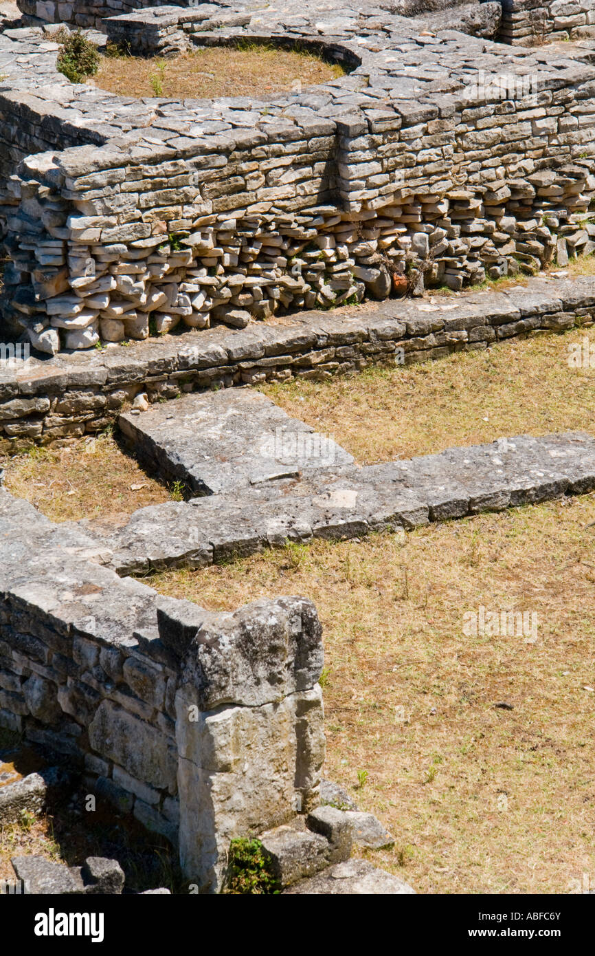 Dobrika bay ruins of byzantine castle on Brioni islands, Veliki Brijun, Croatia Stock Photo