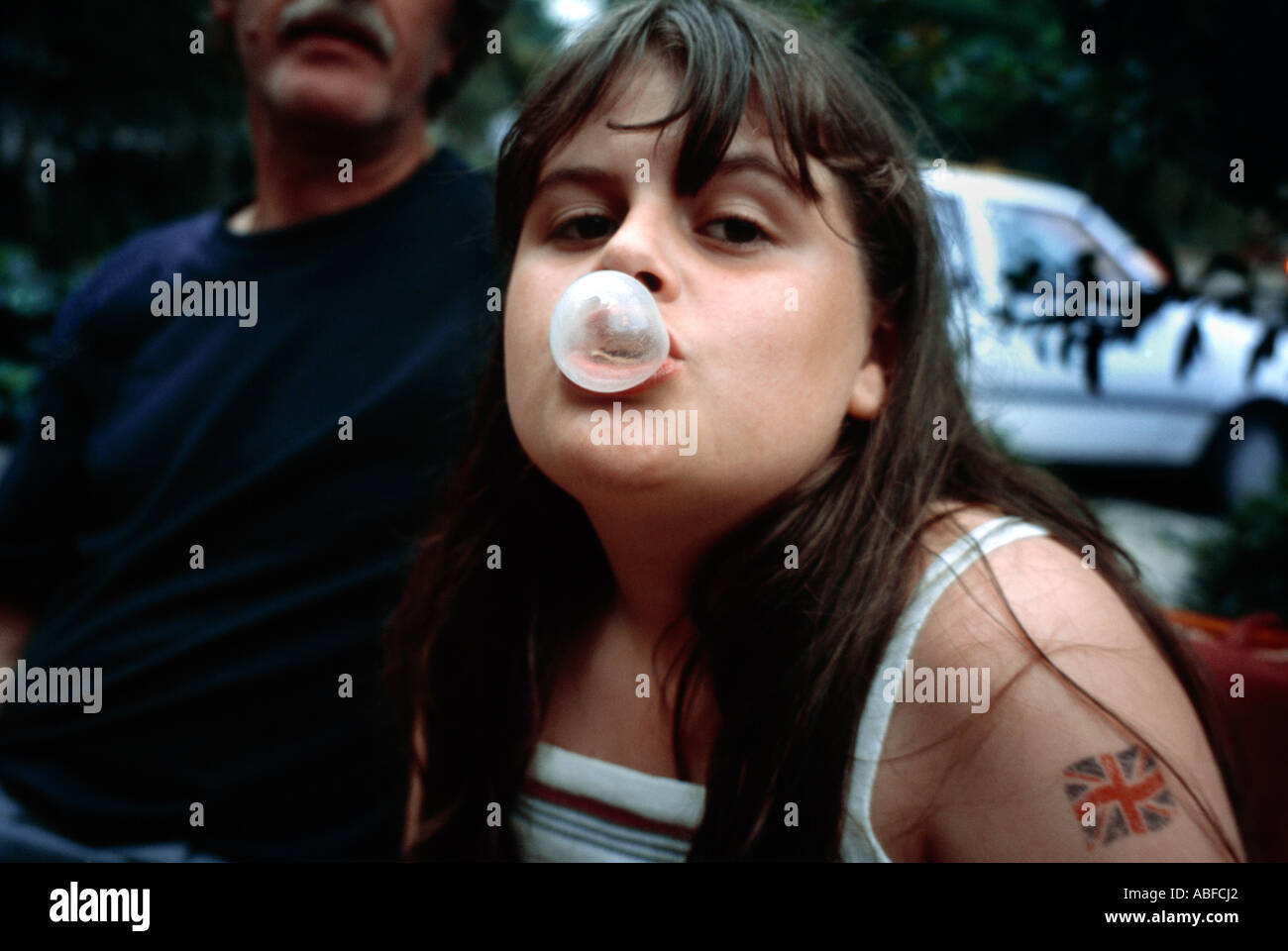 Child With Bubble Gum Blowing Bubble Stock Photo Alamy