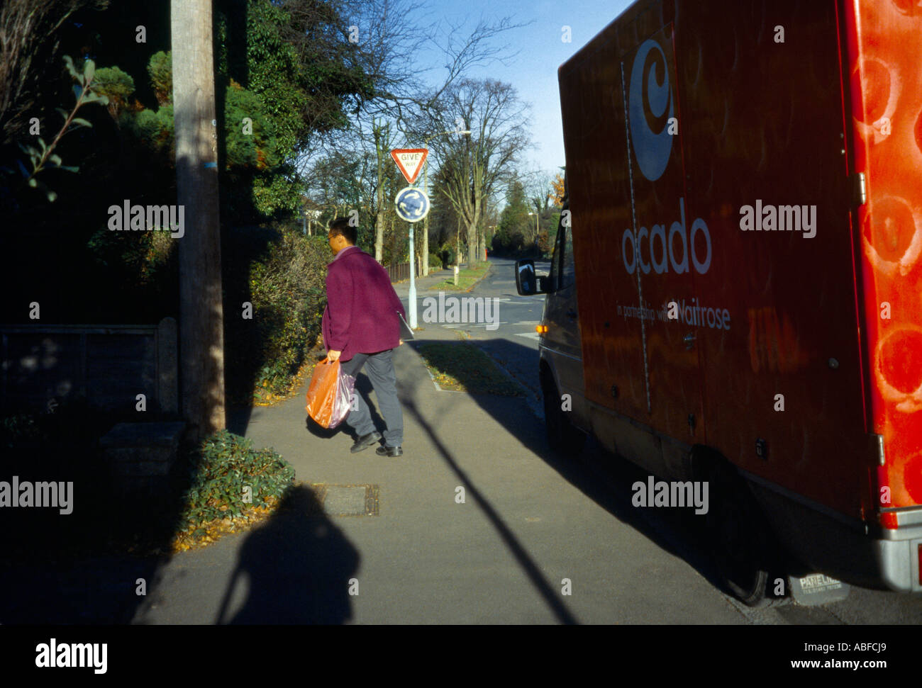 Ocado Delivery Van Delivering Waitrose Shopping in Cheam Surrey England