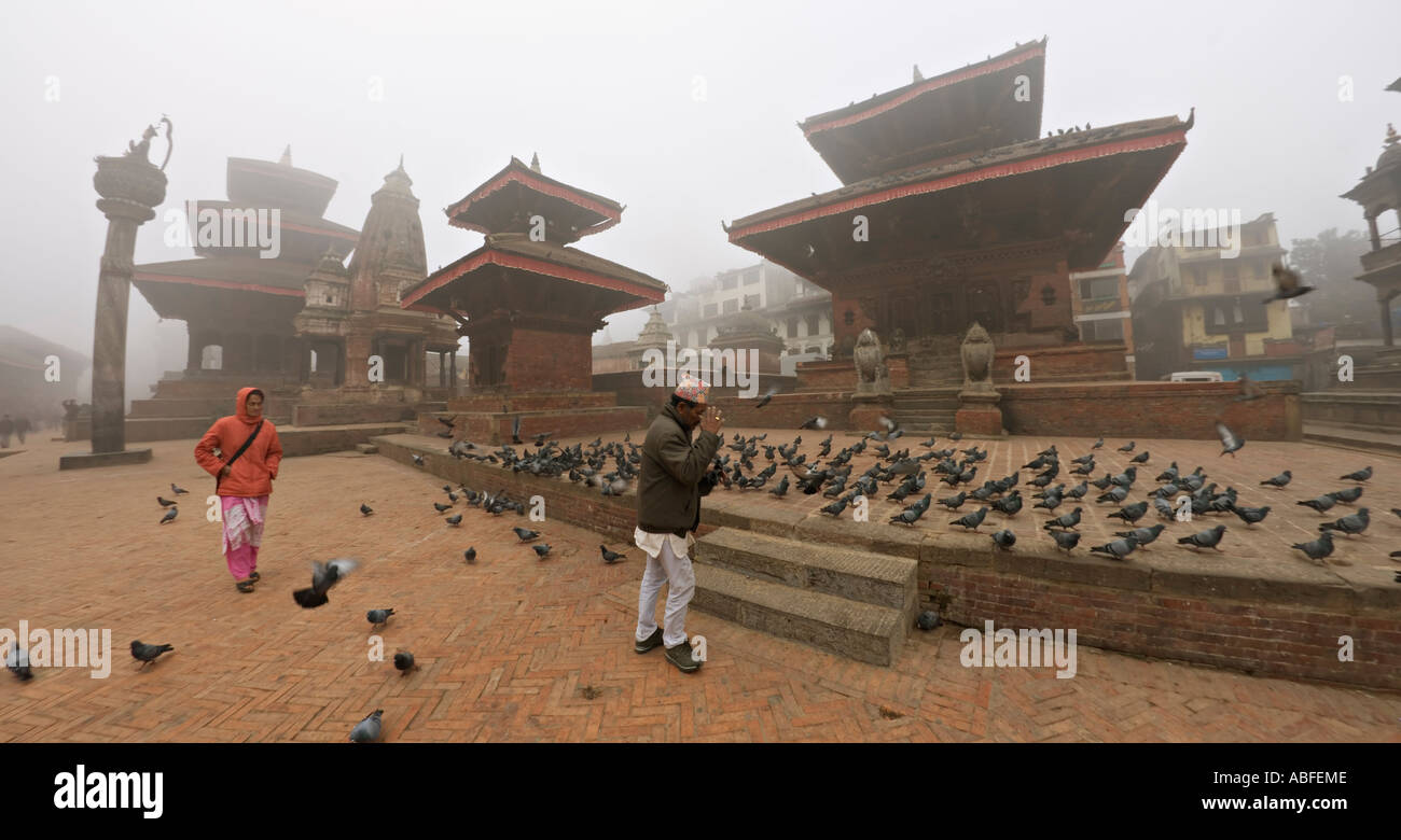 Winter dawn mist Patan Durbar Square Kathmandu Nepal Stock Photo Alamy
