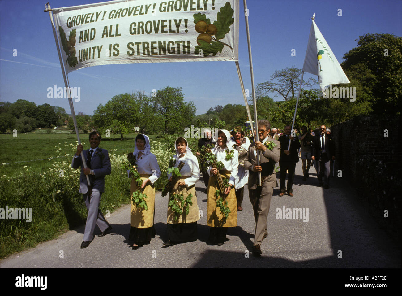 Grovely Forest Rights Great Wishford or Wishford Magna, Wiltshire Annual village event upholding Commoners ancient rights 1980s  UK HOMER SYKES Stock Photo