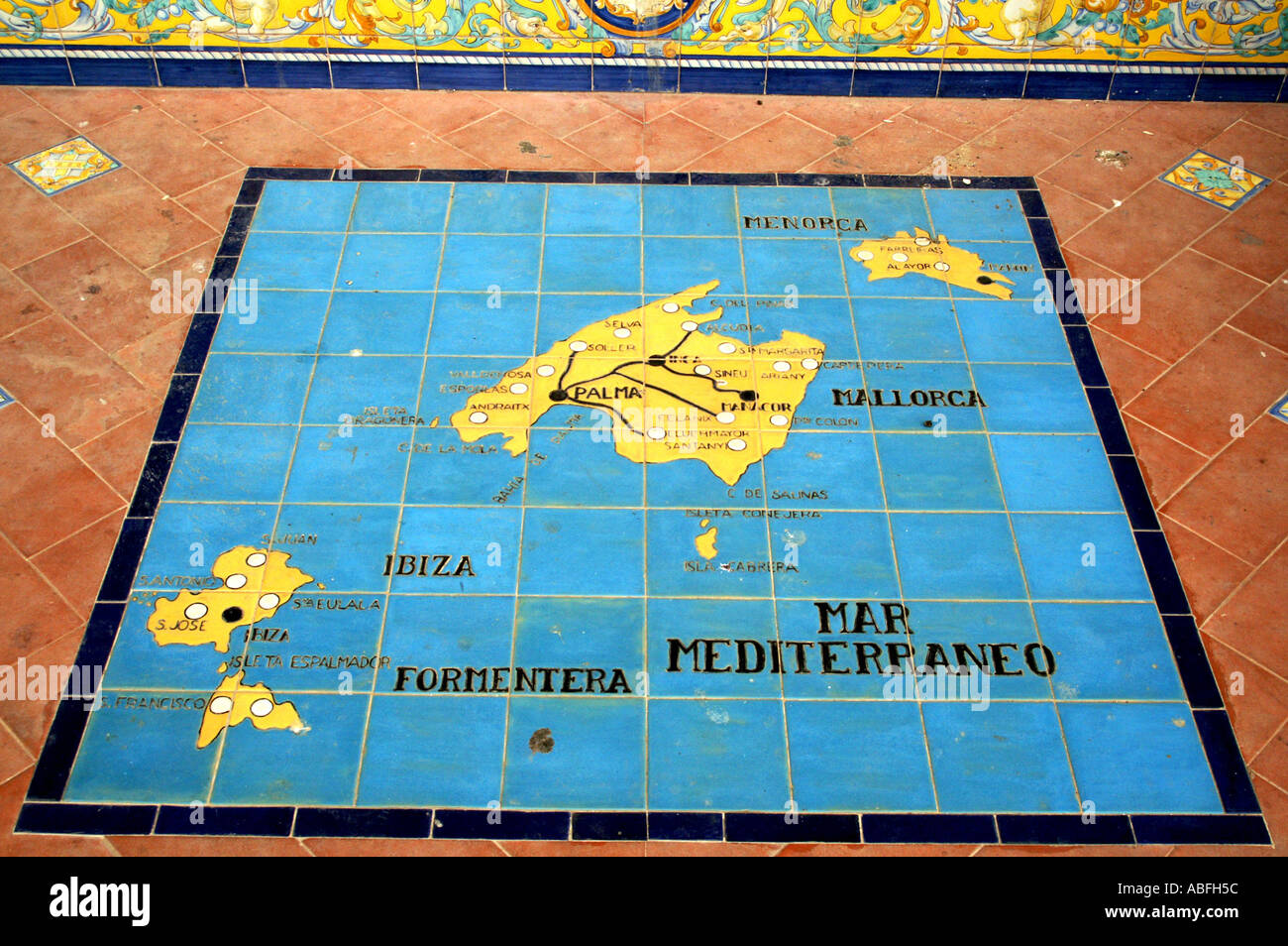 Ceramic tiling at Plaza de Espana España Seville Andalucia Spain