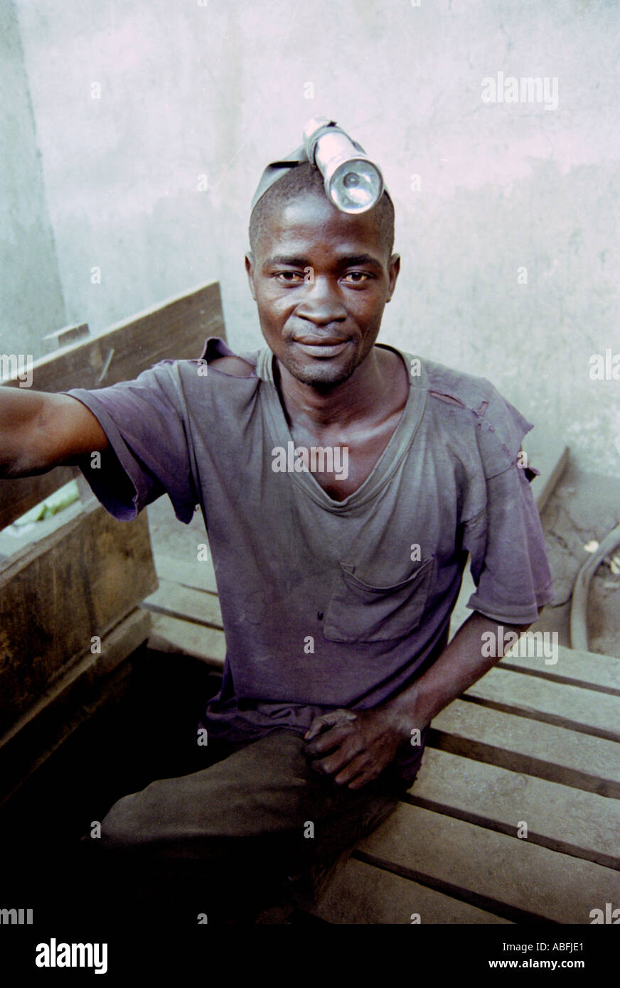 Tanzanite miner emerges from a mine shaft Mererani Tanzania Africa Stock Photo