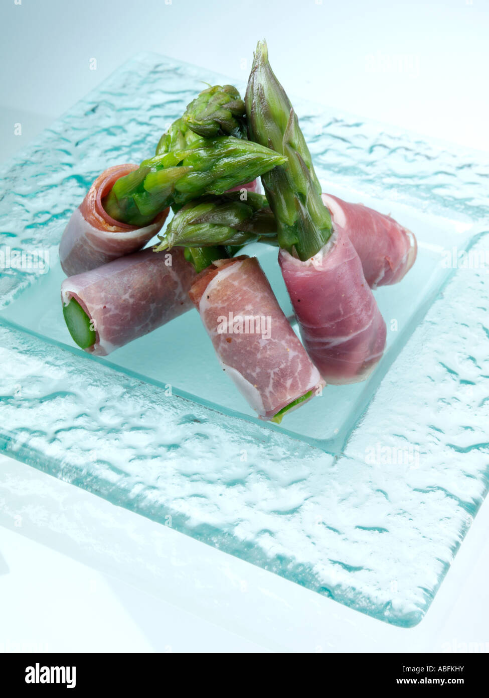 Asparagus spears wrapped in parma ham canapes Stock Photo Alamy