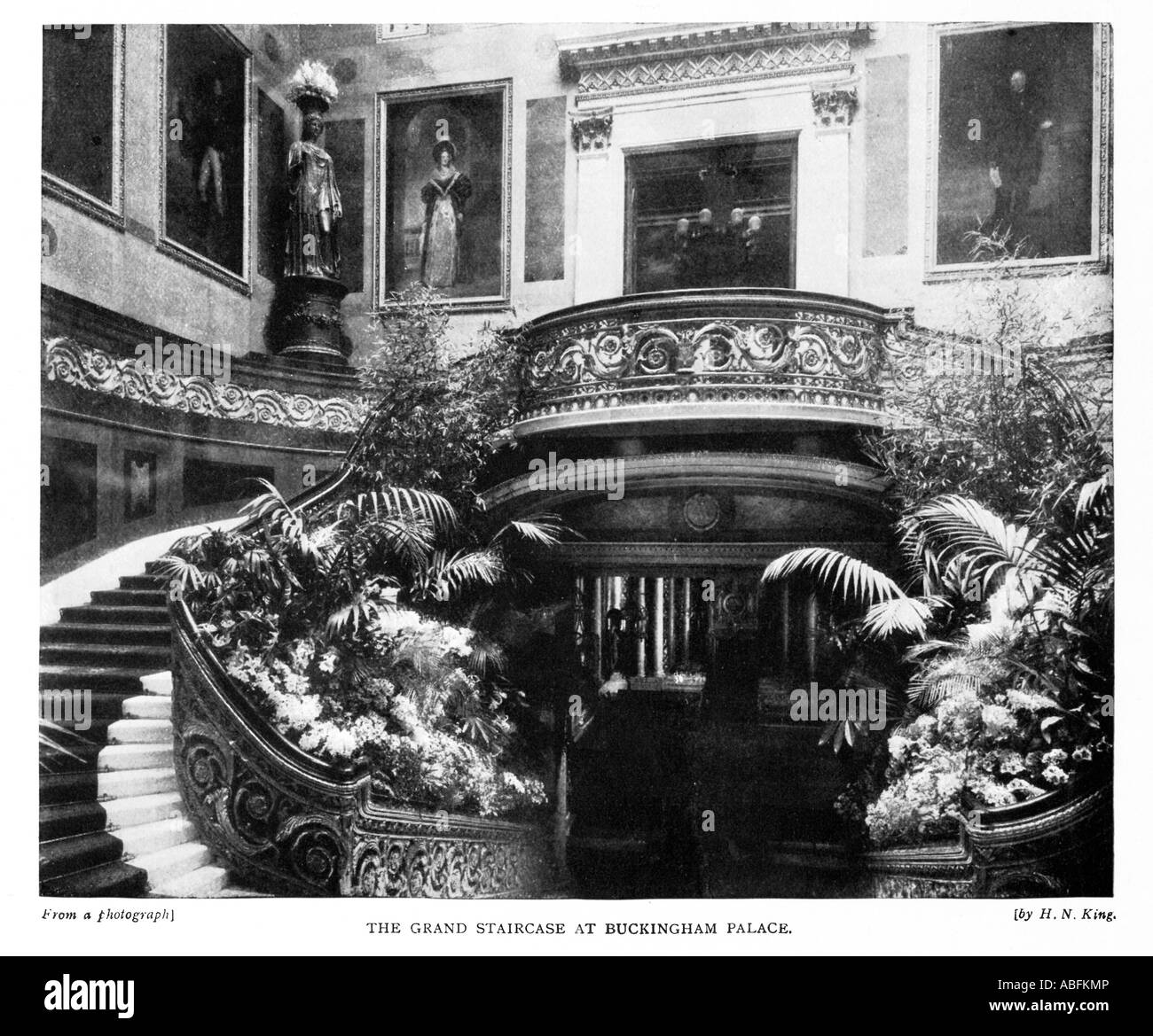 Grand Staircase Buckingham Palace 1895 photo of the interior of the London residence of Queen Victoria Stock Photo