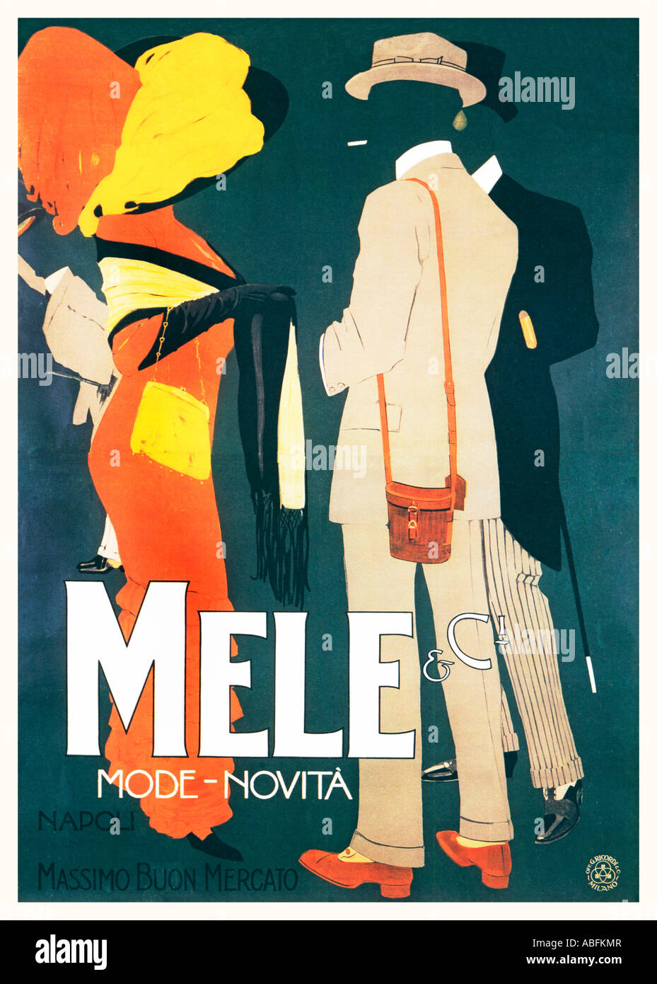 Mele Mode Novita superb 1913 Italian Art Nouveau poster by Dudovitch for the Fashion House in Naples Stock Photo