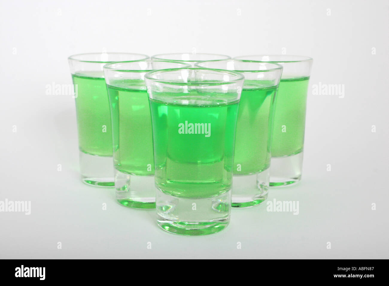 Shot glasses lined up Stock Photo Alamy