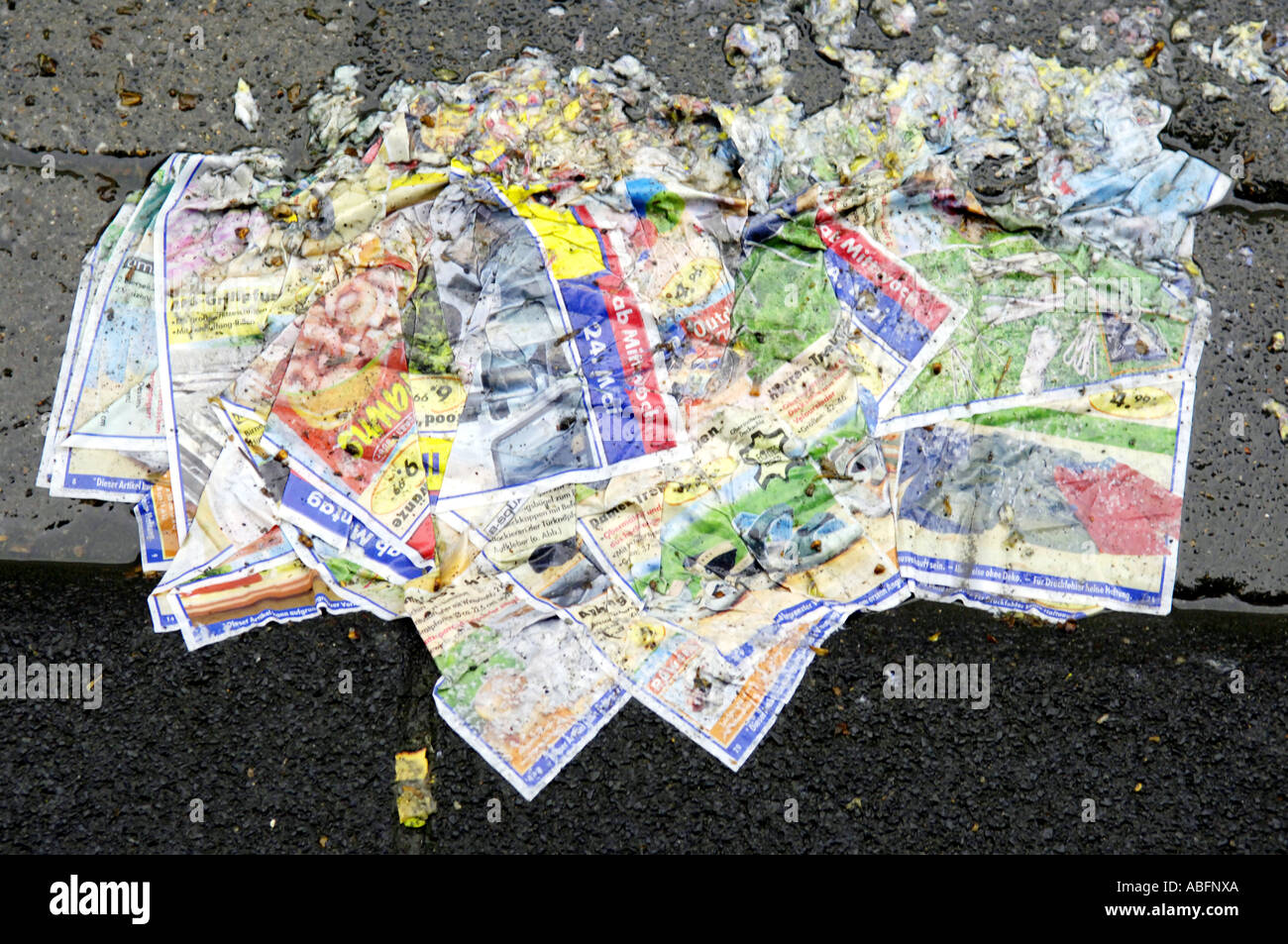 pulp rubbish waste wet magazine junk mail free floor ground pollution