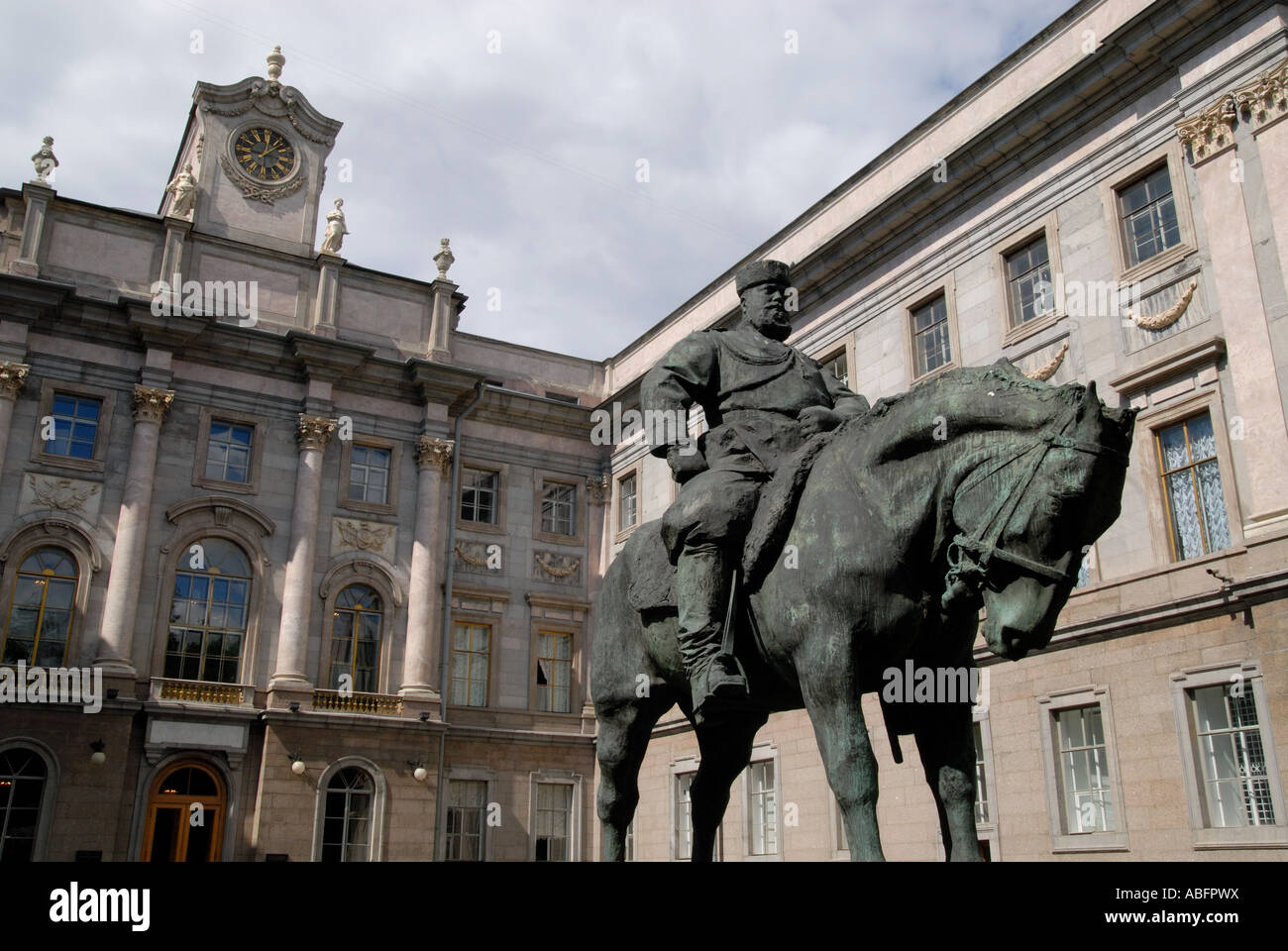 Statue of Czar Alexander III in front of Russian Museum, St Petersburg Stock Photo