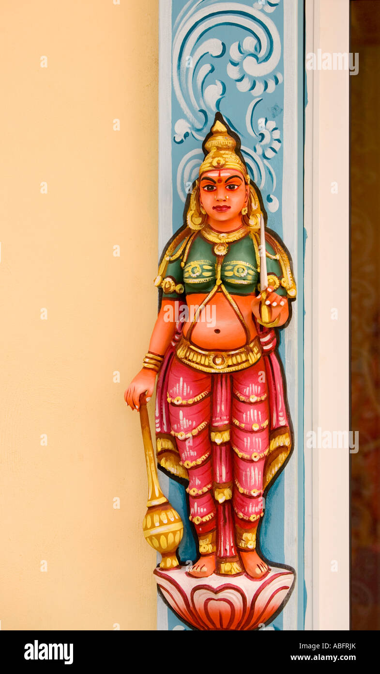 Deity at entrance to Beaux Songes Temple  - Mauritius Stock Photo