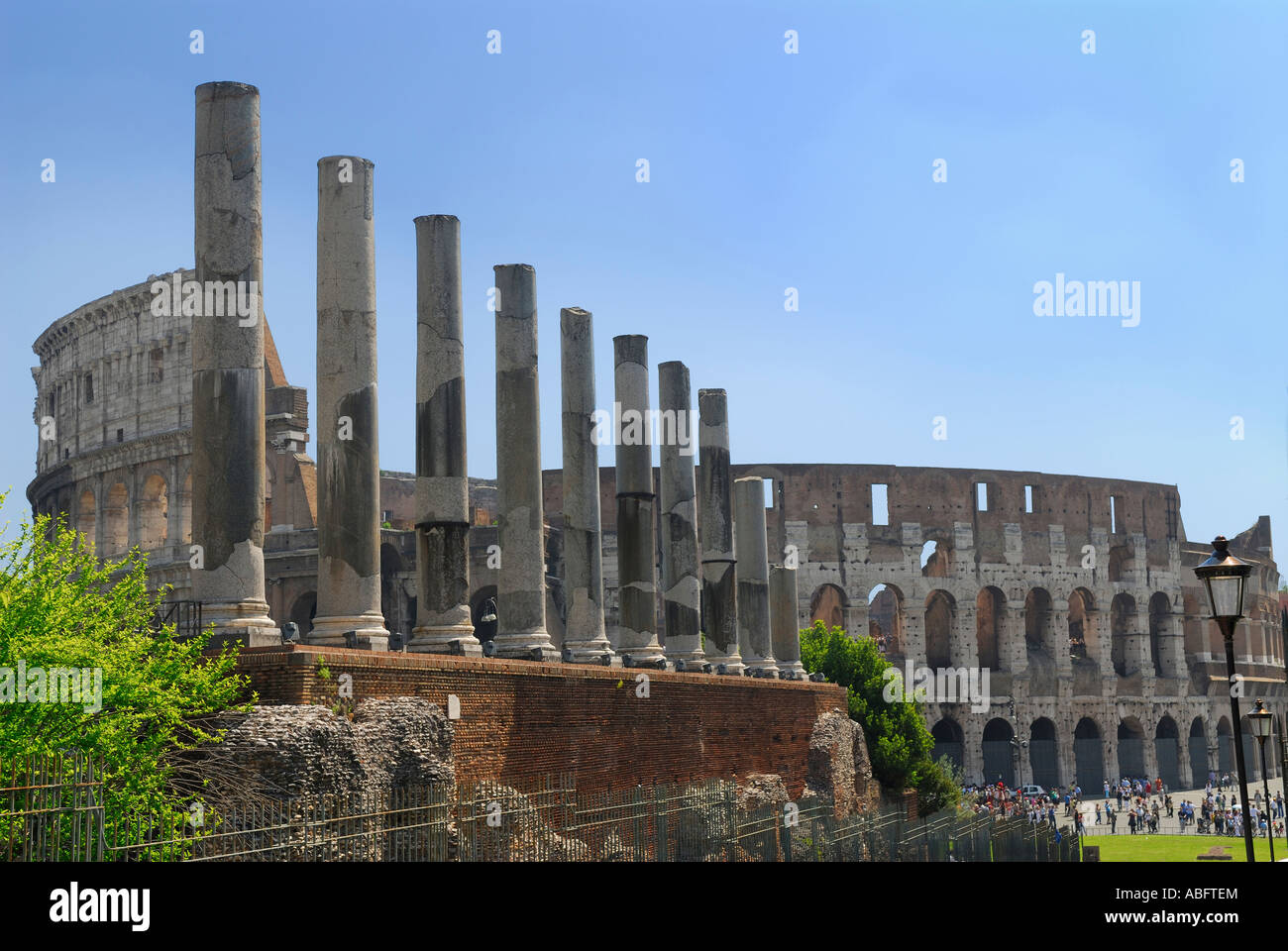 View Of The Ancient Ruins Of The Colosseum Through Pillars Of The