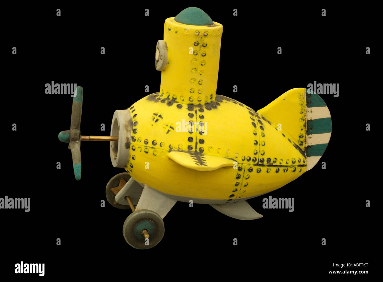 plane aircraft airplane model yellow profile mono pot ceramic pottery