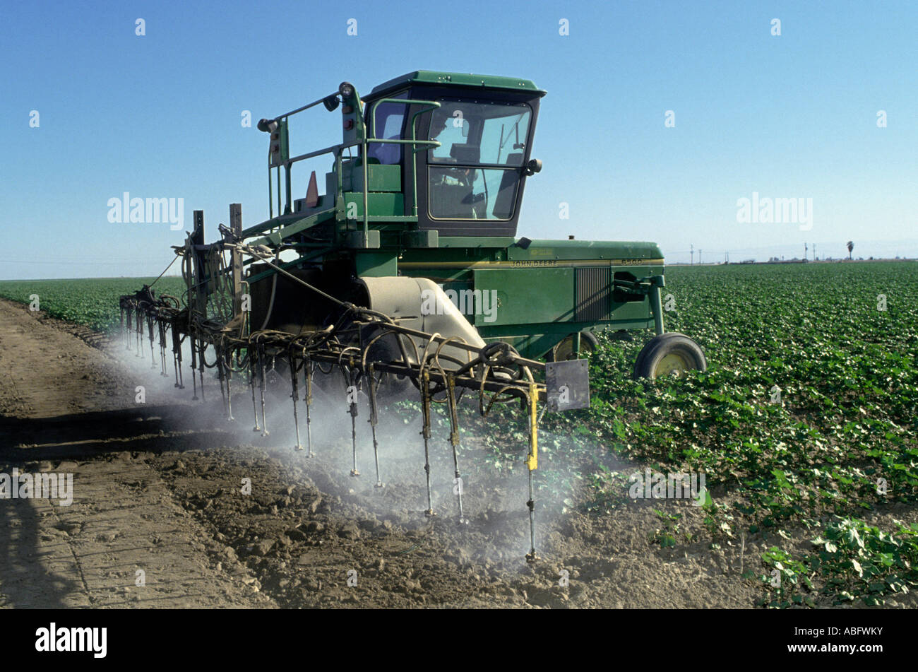 California cotton is sprayed with pesticide. Stock Photo