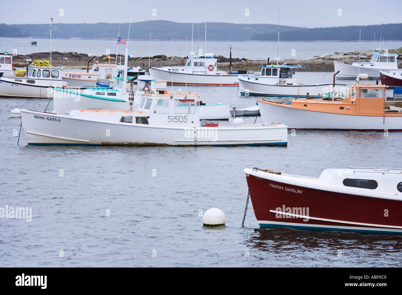 Lobster boats in a Maine harbor Stock Photo Alamy