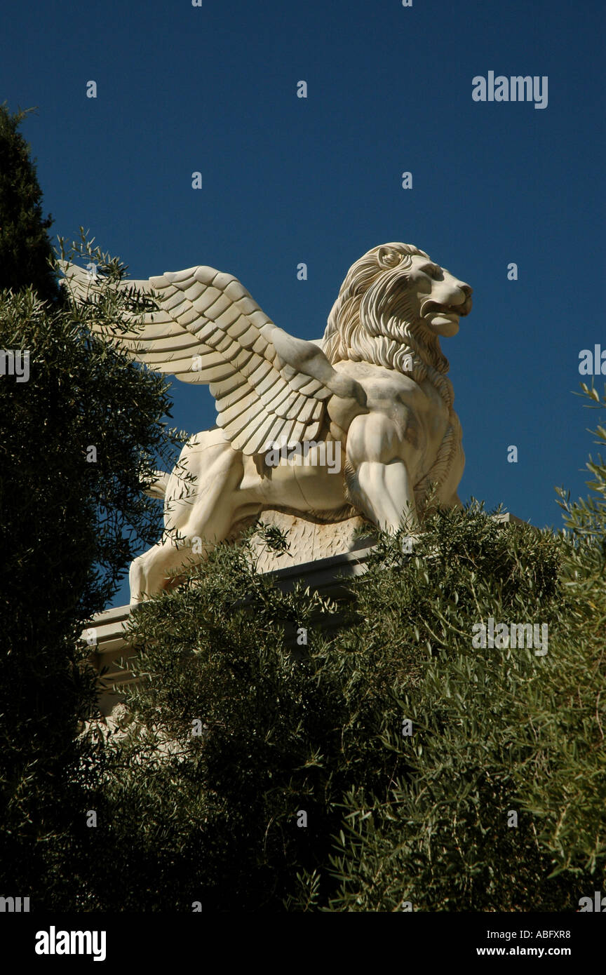 Winged Caesar Nevada Las Vegas Caesars Palace winged lion statue Stock Photo - Alamy