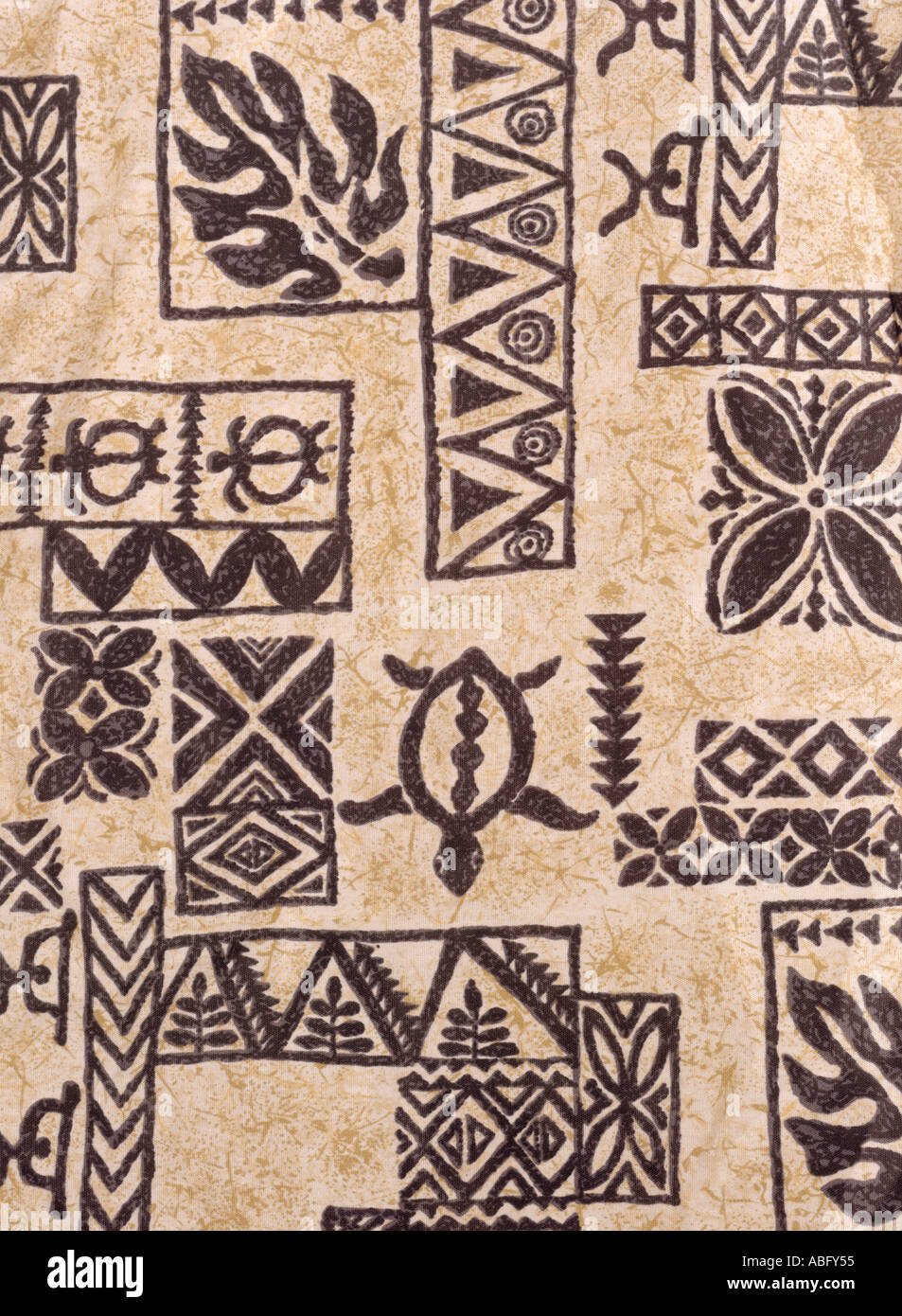 Polynesian bark cloth tapa with tribal print Stock Photo