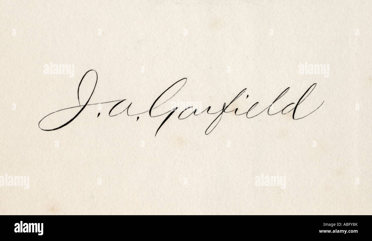 Signature of James Abram Garfield, 1831 - 1881.  20th President of the United States. Stock Photo